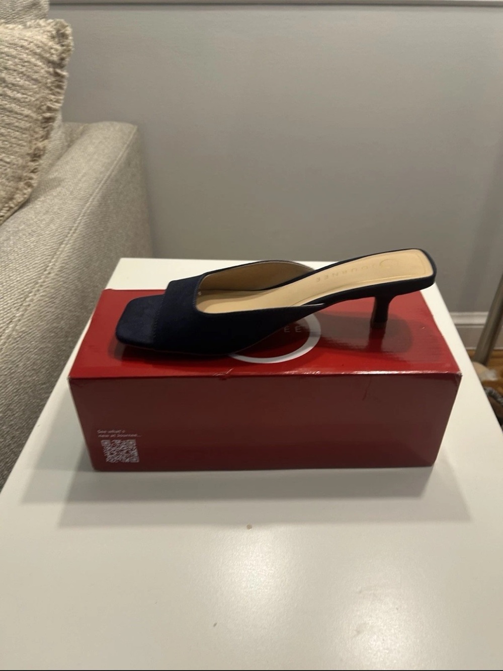 Journee Collection Women's Larna Square Toe Slip On Kitten Heels Navy Size 9 M